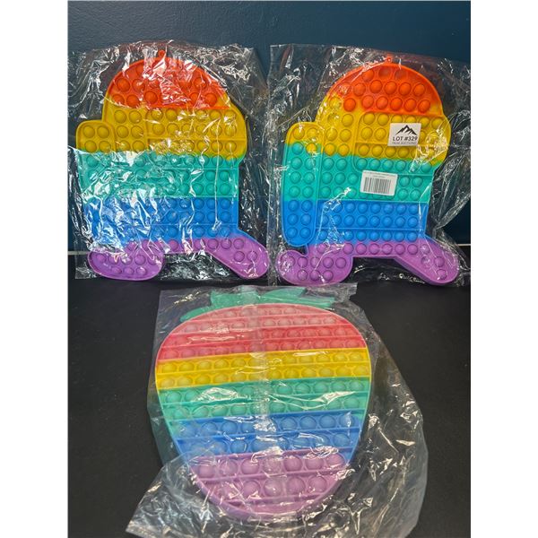 Lot of 3 Jumbo Size Pop-It/Fidget Toys - AmongUs & Strawberry Design - 12 inch size