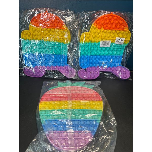 Lot of 3 Jumbo Size Pop-It/Fidget Toys - AmongUs & Strawberry Design - 12 inch size