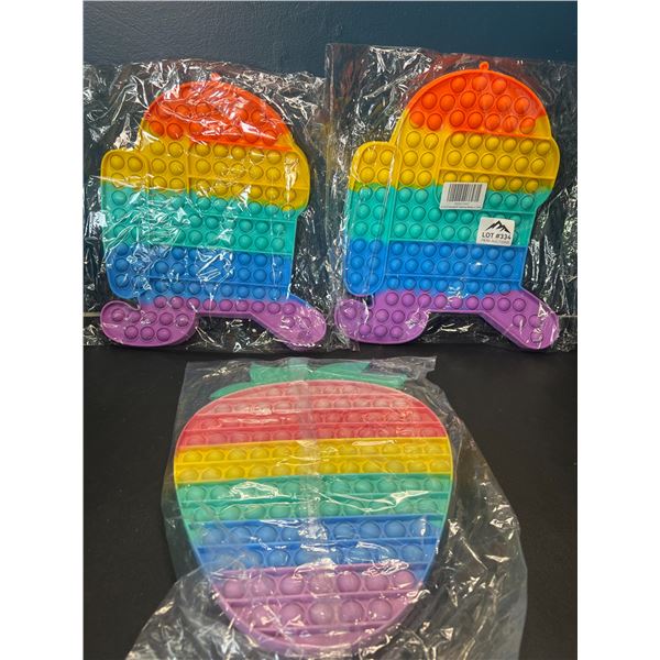 Lot of 3 Jumbo Size Pop-It/Fidget Toys - AmongUs & Strawberry Design - 12 inch size