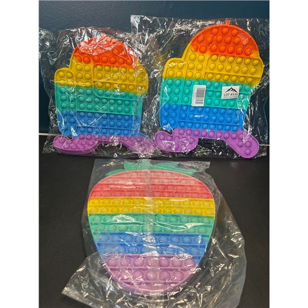 Lot of 3 Jumbo Size Pop-It/Fidget Toys - AmongUs & Strawberry Design - 12 inch size