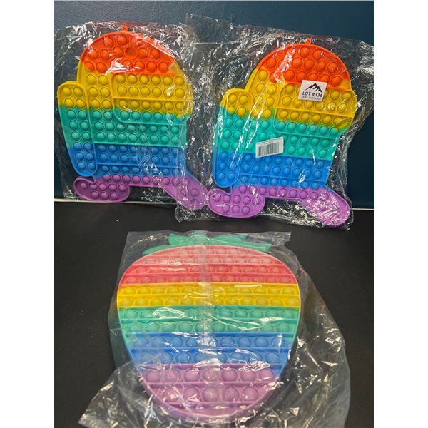 Lot of 3 Jumbo Size Pop-It/Fidget Toys - AmongUs & Strawberry Design - 12 inch size