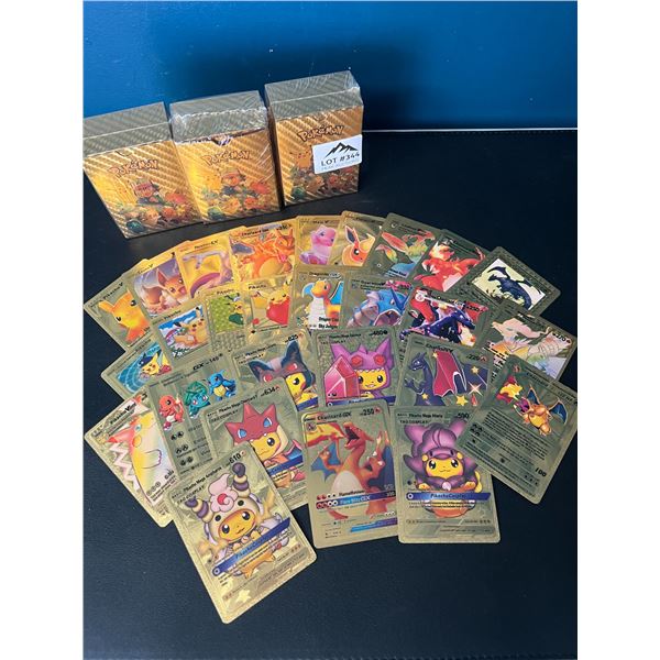 Lot of 3 Packs of Gold-Foil Pokemon Art Cards