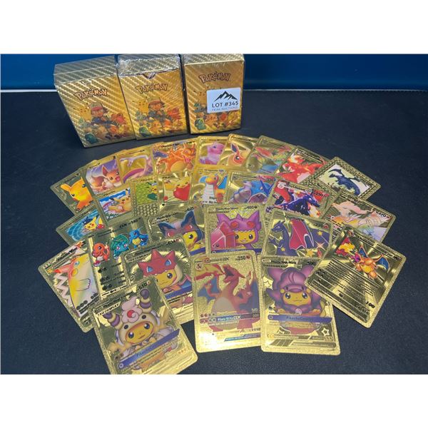 Lot of 3 Packs of Gold-Foil Pokemon Art Cards