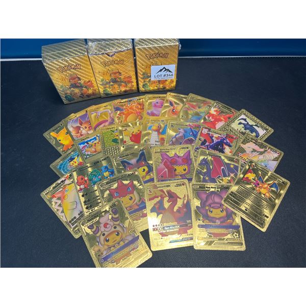 Lot of 3 Packs of Gold-Foil Pokemon Art Cards