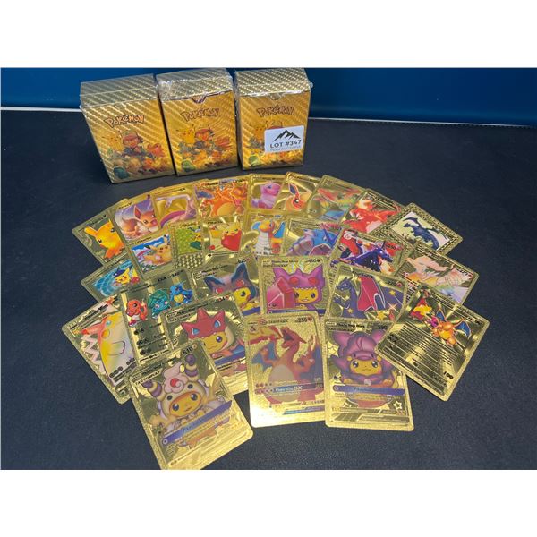 Lot of 3 Packs of Gold-Foil Pokemon Art Cards