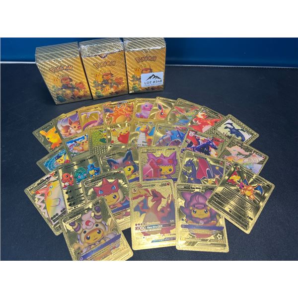 Lot of 3 Packs of Gold-Foil Pokemon Art Cards