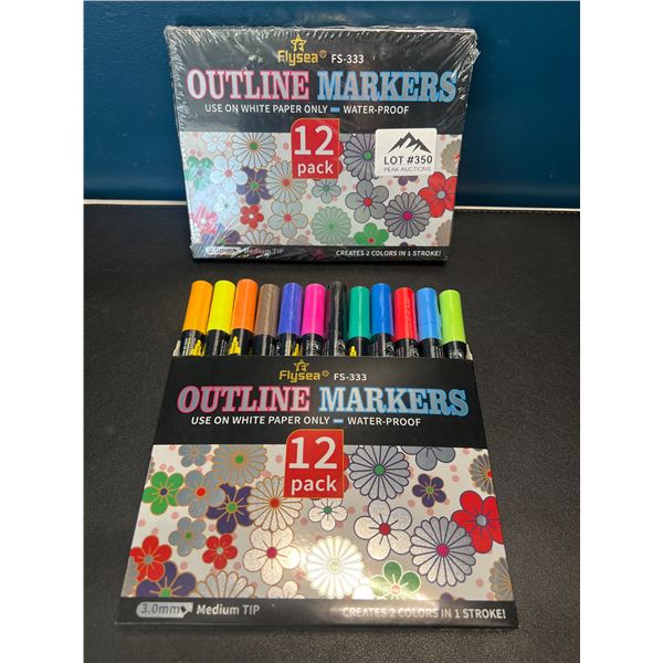 Lot of 2 Packs of Outline Markers - 12PCS/Colours per pack