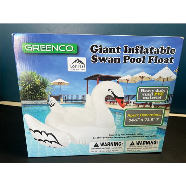 Lot of 1 Giant Inflatable Swan Pool Float - 74.5 x 71.5 Inch