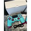 Image 2 : Lot of 2 Wireless Double-Shock Controllers For Playstation 4 (PS4) - Bright Blue