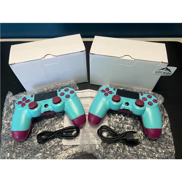 Lot of 2 Wireless Double-Shock Controllers For Playstation 4 (PS4) - Bright Blue