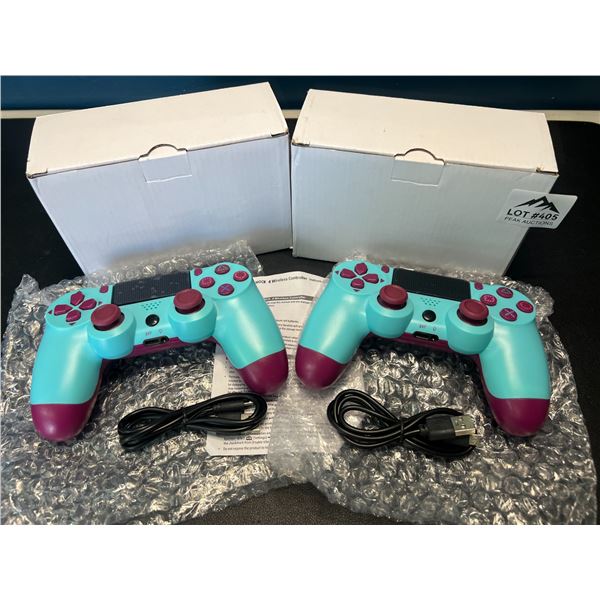 Lot of 2 Wireless Double-Shock Controllers For Playstation 4 (PS4) - Bright Blue