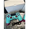 Image 2 : Lot of 2 Wireless Double-Shock Controllers For Playstation 4 (PS4) - Bright Blue