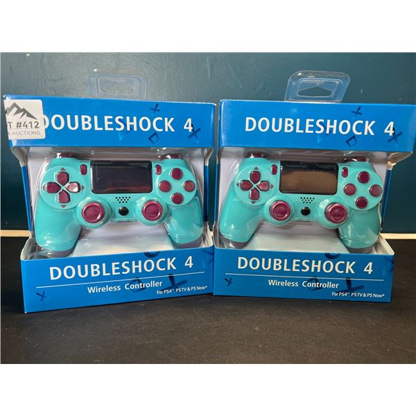 Lot of 2 Doubleshock 4 Wireless Controllers for Playstation 4 - Glamor Blue