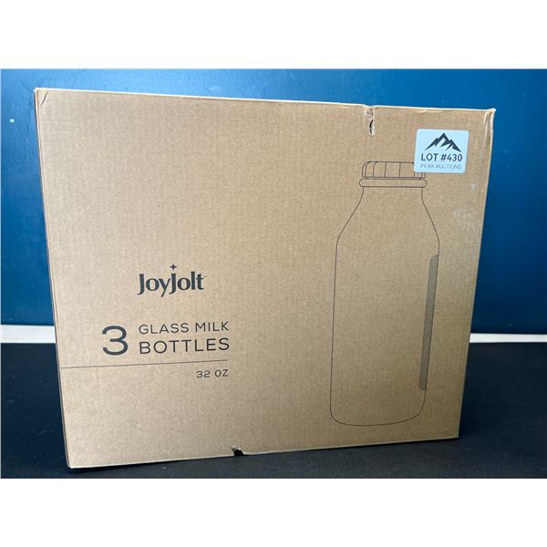 Lot of 3 Glass Milk Bottles - 32oz each