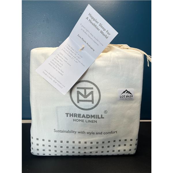 Lot of 1 Threadmill Home Linens King Size Sheet Set - White; Fitted & Flat Sheet + Pillowcases