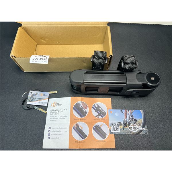 Lot of 1 Via Velo Folding Bicycle Lock & Mounting Bracket