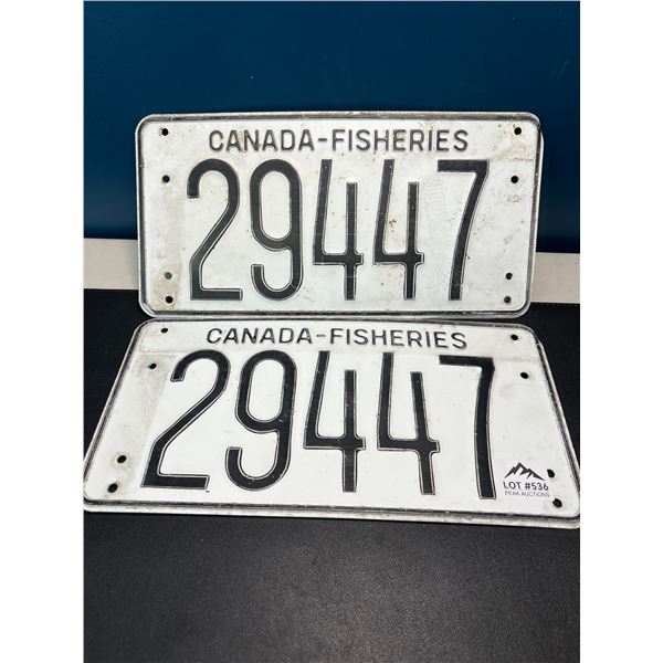 Lot of 2 Canada-Fisheries License Plates - Used