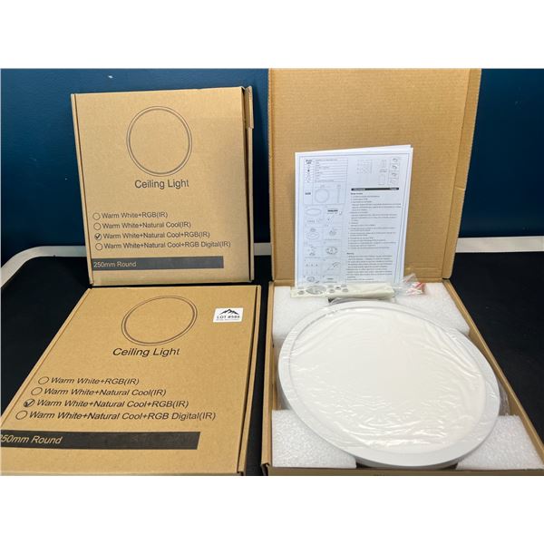 Lot of 3 LED Ceiling Lights w/ Remote Control - 10inch