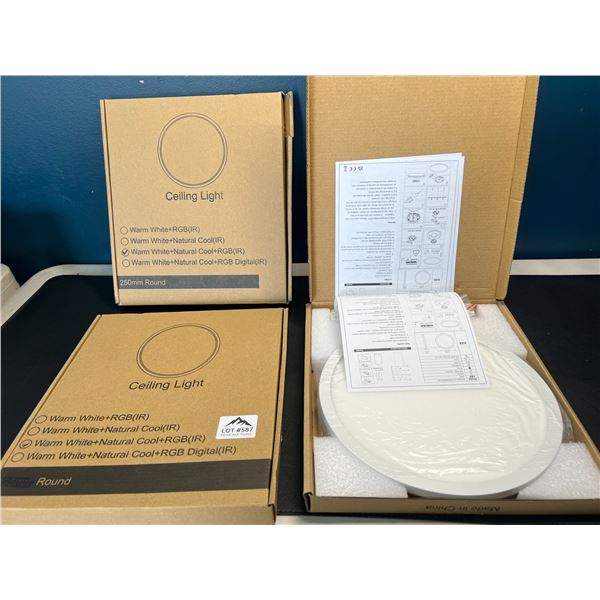 Lot of 3 LED Ceiling Lights w/ Remote Control - 10inch