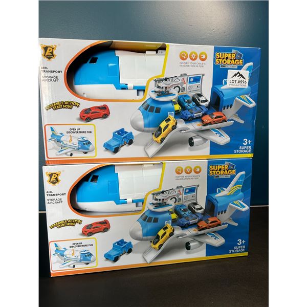 Lot of 2 Airplane Toy Sets w/ Toy Cars