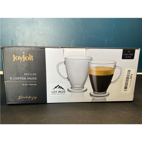Lot of 1 Set of Joyjolt Declan 6-Piece Glass Coffee Mugs