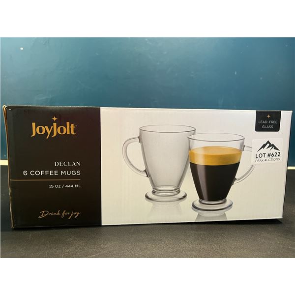Lot of 1 Set of Joyjolt Declan 6-Piece Glass Coffee Mugs