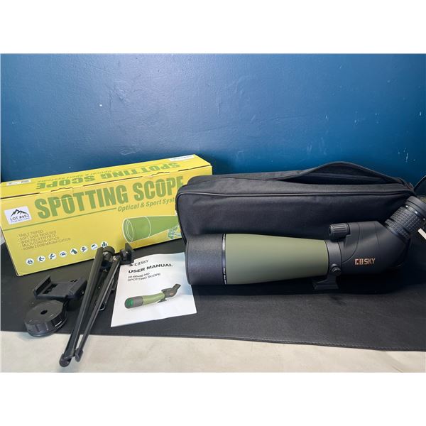 Lot of 1 GoSky 20-60x80 HD Spotting Scope w/ Tripod & Carry Bag & Smartphone Adapter