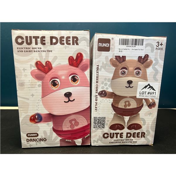 Lot of 2 Light-Up Dancing Deer Toys