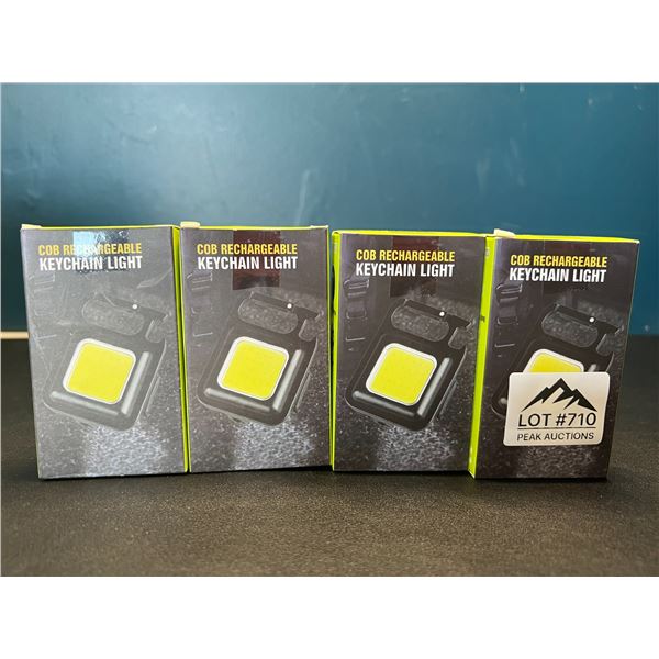 Lot of 4 COB Rechargeable Keychain Lights - Super Bright!