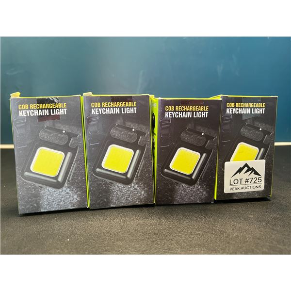 Lot of 4 COB Rechargeable Keychain Lights - Super Bright!