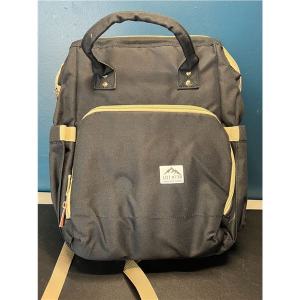 Lot of 1 Backbpack-Style Diaper Bag - Black/Gold