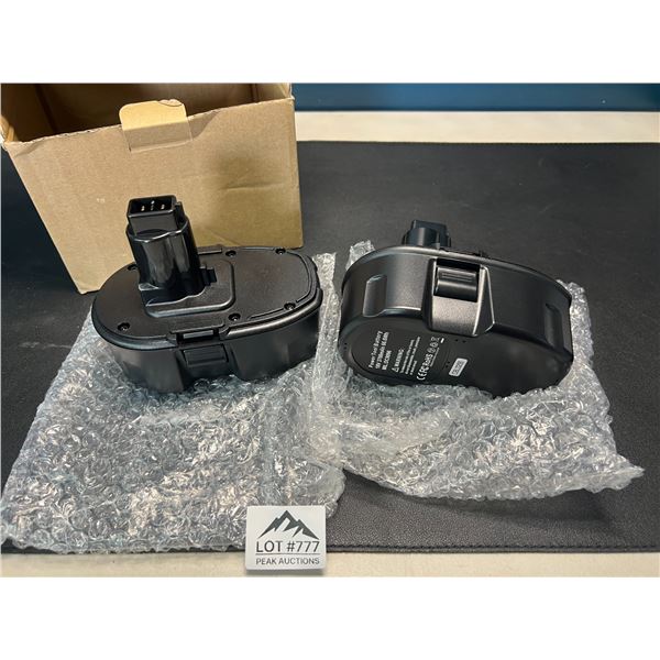Lot of 2 Aftermarket 18V 3700mAh Drill Batteries for Dewalt Drills - Model: DC9096 Battery