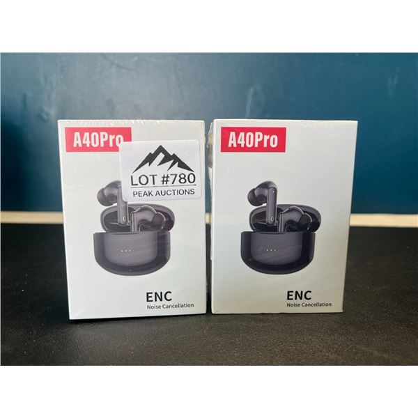 Lot of 2 A40Pro Noise Cancelling True Wireless Earbuds