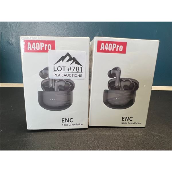 Lot of 2 A40Pro Noise Cancelling True Wireless Earbuds