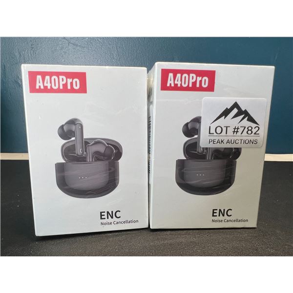 Lot of 2 A40Pro Noise Cancelling True Wireless Earbuds