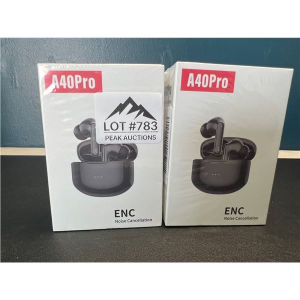 Lot of 2 A40Pro Noise Cancelling True Wireless Earbuds