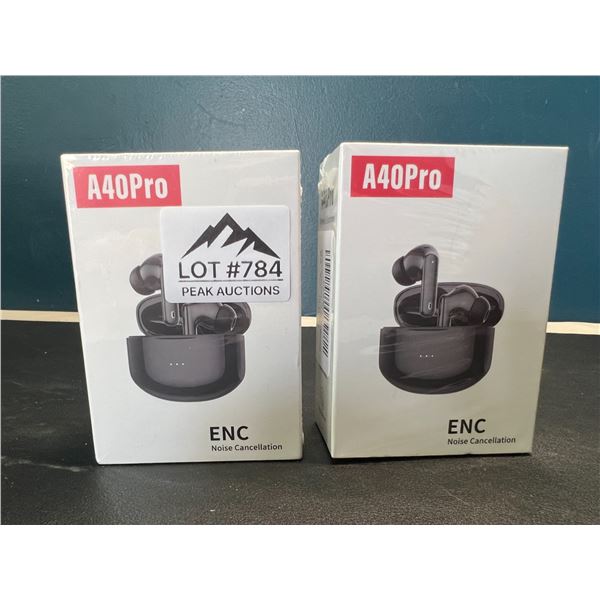 Lot of 2 A40Pro Noise Cancelling True Wireless Earbuds