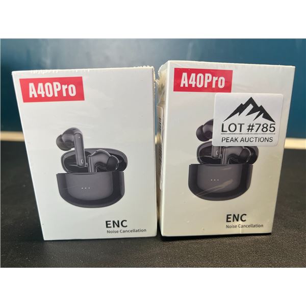 Lot of 2 A40Pro Noise Cancelling True Wireless Earbuds