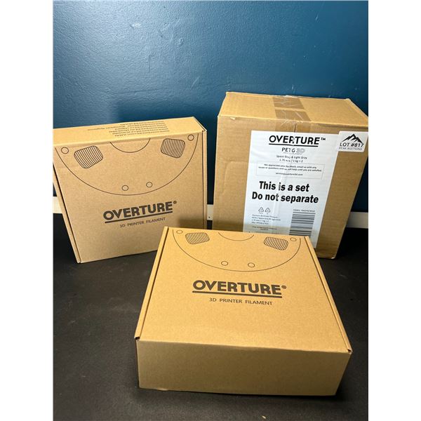 Lot of Overture PETG 3D-Printing Filament - 2 Rolls - Space Gray & Light Gray