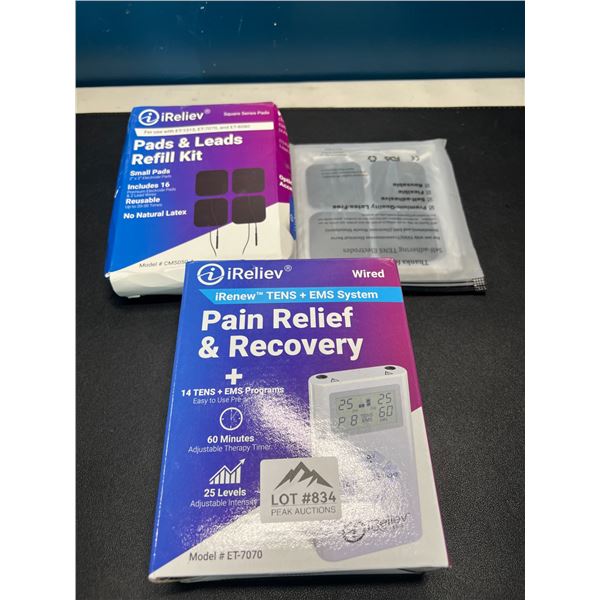 Lot of 1 iReliev TENS + EMS System for Pain Relief