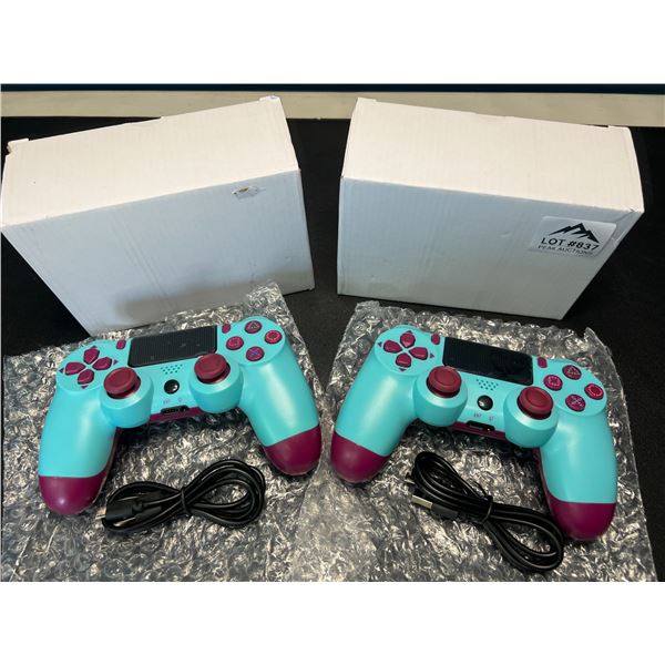 Lot of 2 Wireless Double-Shock Controllers For Playstation 4 (PS4) - Bright Blue