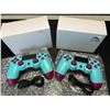 Image 1 : Lot of 2 Wireless Double-Shock Controllers For Playstation 4 (PS4) - Bright Blue