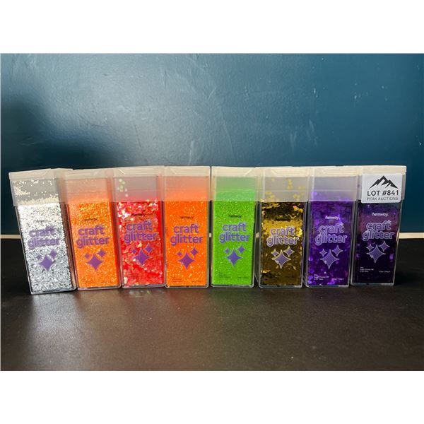 Lot of 8 Bottles of Hemway High-Quality Craft Glitter - Assorted Colours