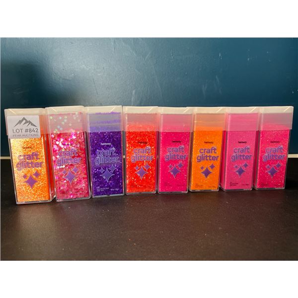 Lot of 8 Bottles of Hemway High-Quality Craft Glitter - Assorted Colours