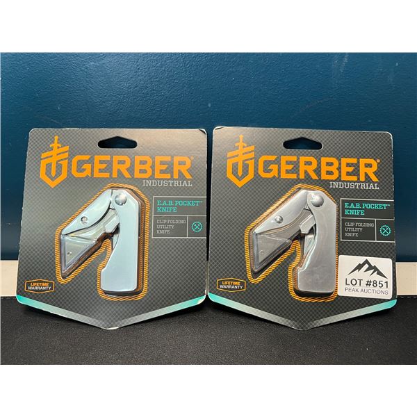 Lot of 2 Gerber E.A.B. Clip Folding Pocket Utility Knives