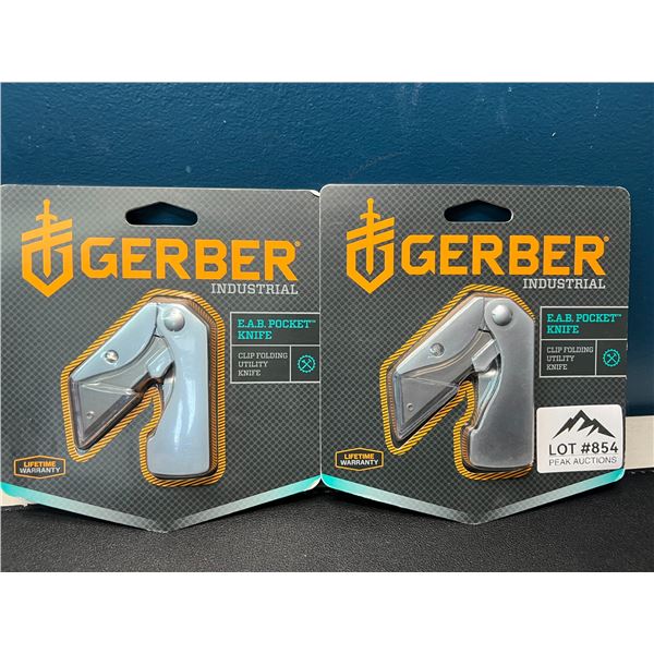 Lot of 2 Gerber E.A.B. Clip Folding Pocket Utility Knives