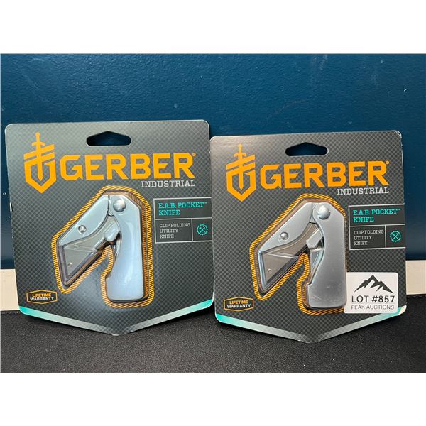 Lot of 2 Gerber E.A.B. Clip Folding Pocket Utility Knives