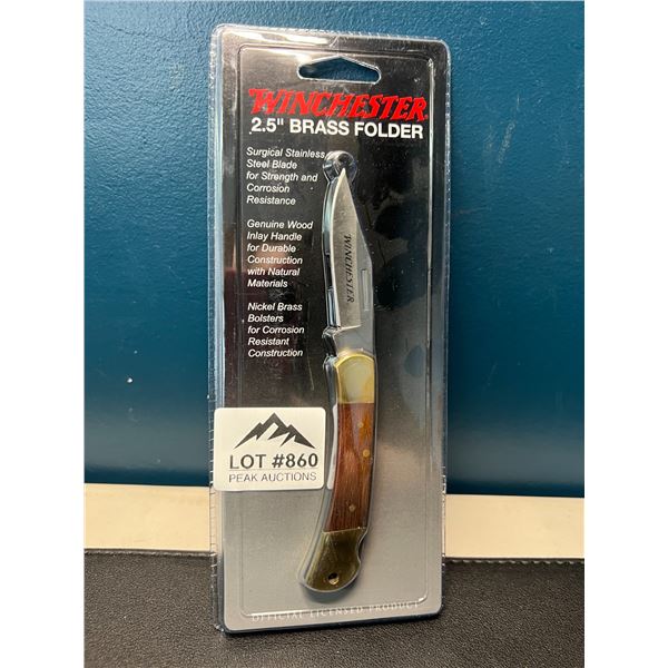 Lot of 1 Winchester 2.5" Brass Folder Knife