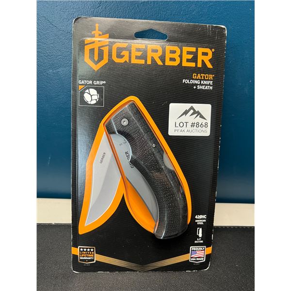 Lot of 1 Gerber Gator Folding Knife + Sheath