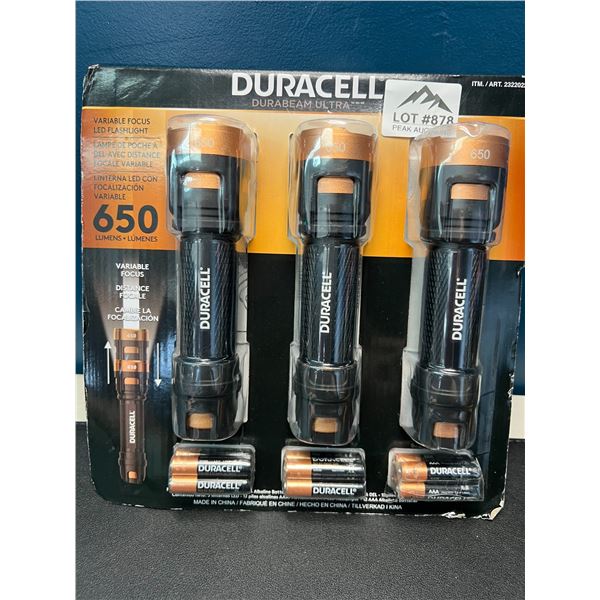 Lot of Duracell LED Flashlight Set w/ Batteries - 3 Pack